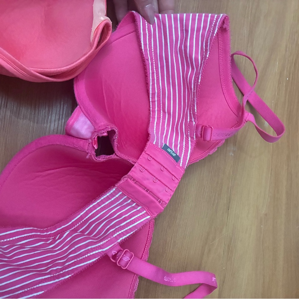 aerie Pink & Coral Lace and Striped Push-Up Bras - Picture 4 of 6